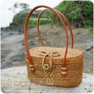 coin bags straw rattan ethnic handmade handwoven bali